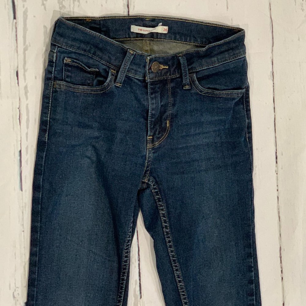 LEVIS 710 Super Skinny Dark Denim Jeans - Picture 4 of 6